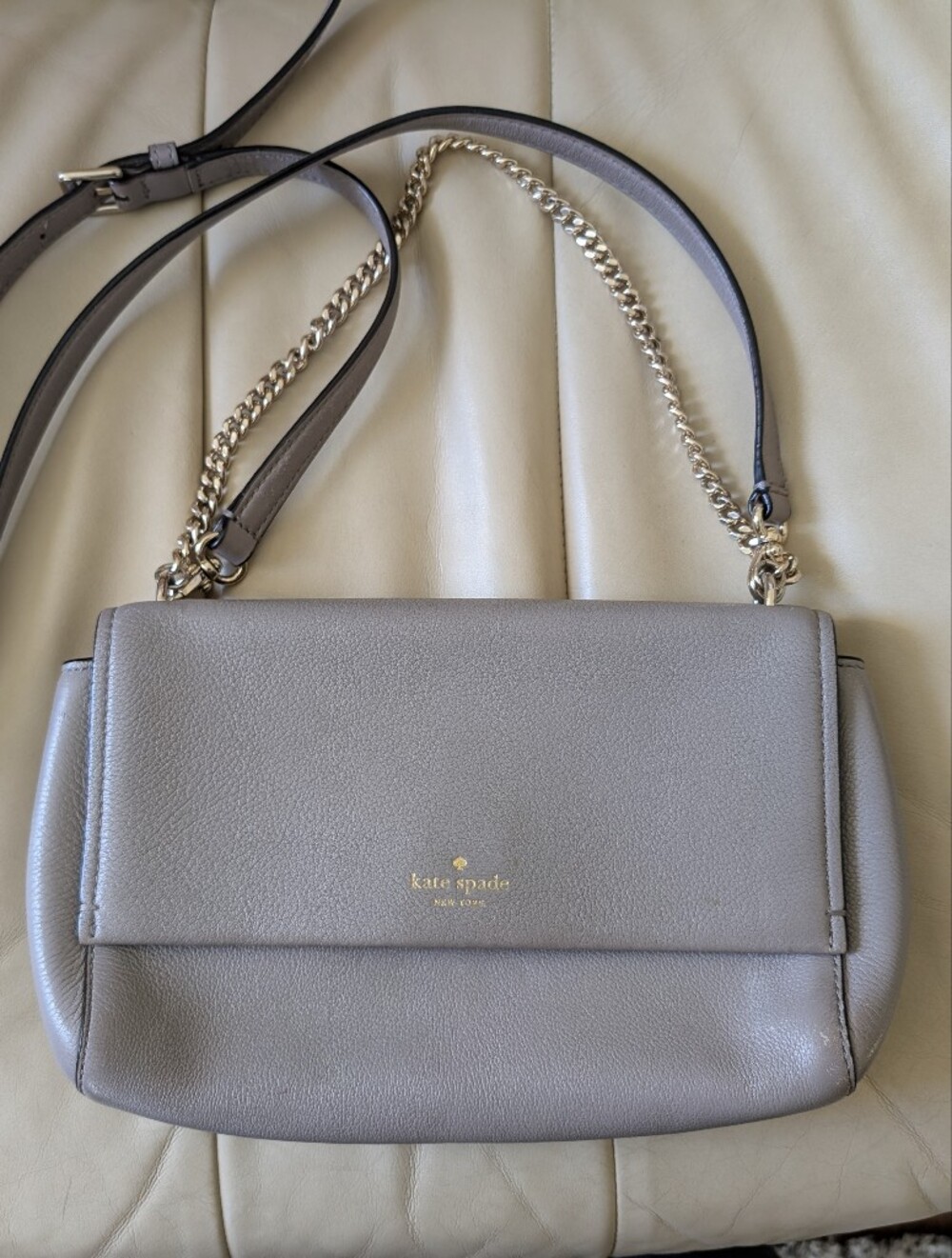 Kate Spade Atwood Place Small Crossbody Leather Bag Taupe 10"Lx6.5"Hx2"D